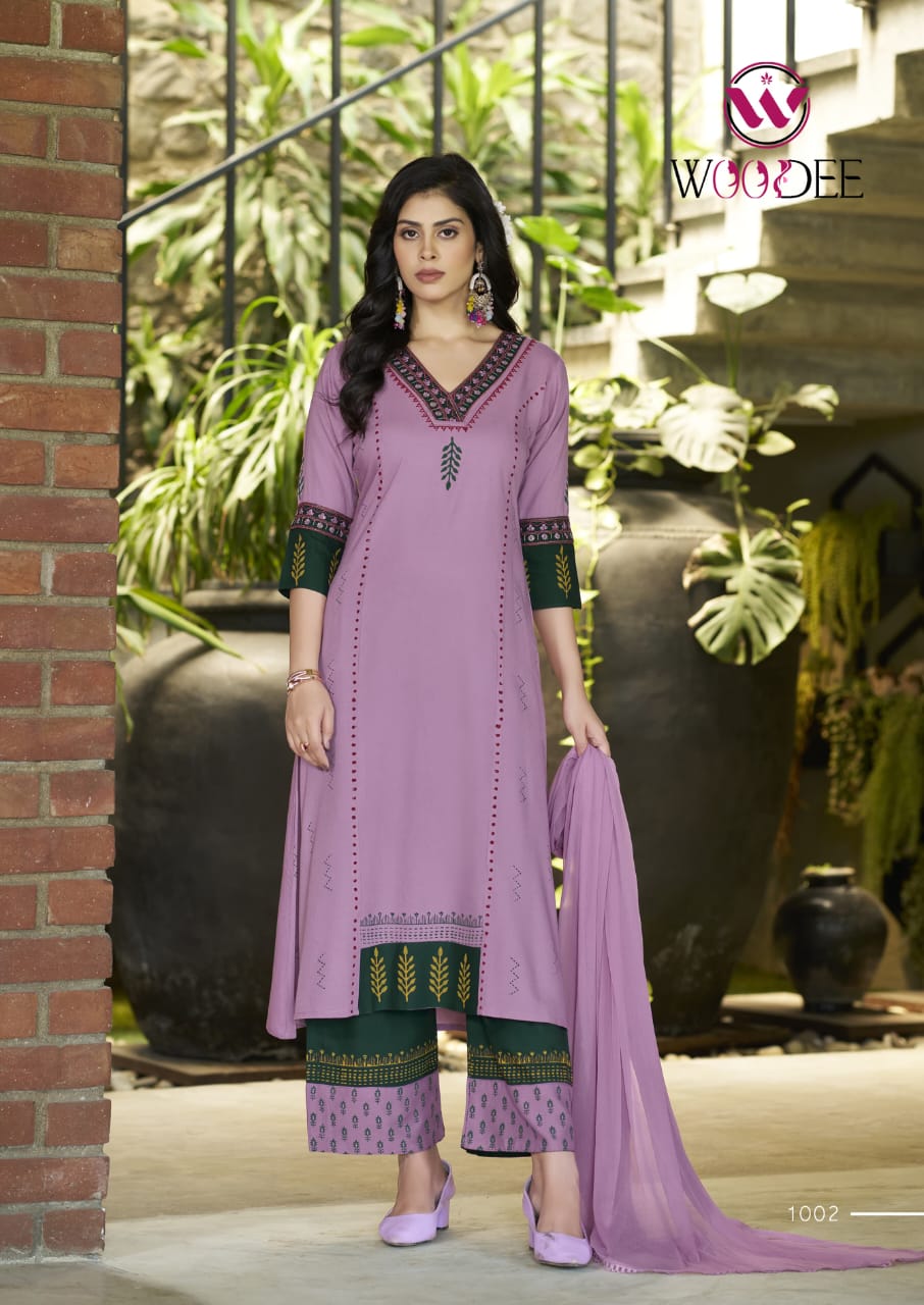 Tamanna By Woodee Rayon Online Kurti With Bottom Dupatta Wholesale